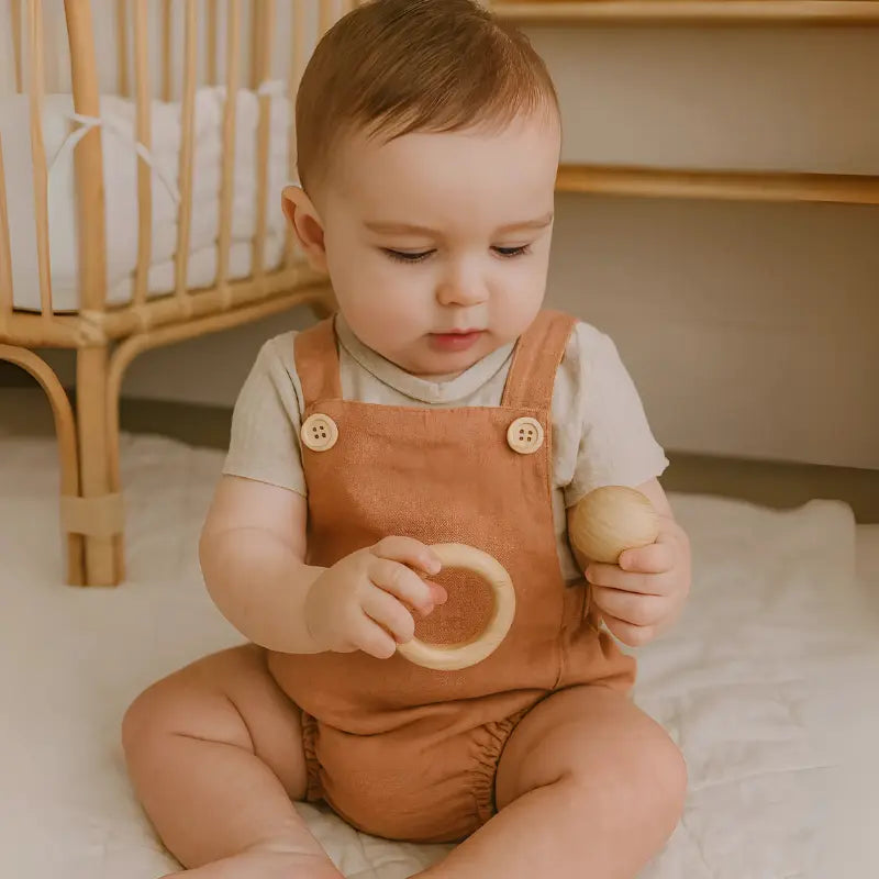 romper de linho laranja para bebê de 3 a 12 meses


