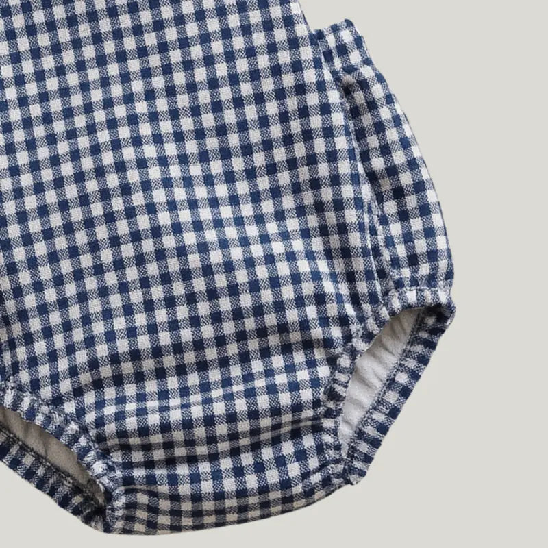 romper infantil azul marinho estilo social com botões

