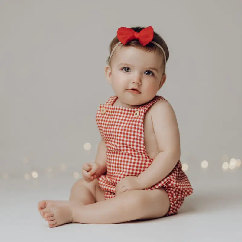 romper xadrez vermelho para bebê menina ou menino

