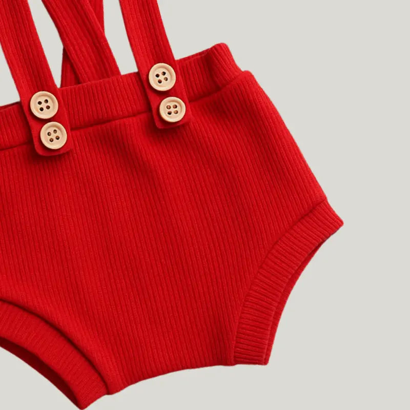 roupa de festa bebê short e alça cor vermelha