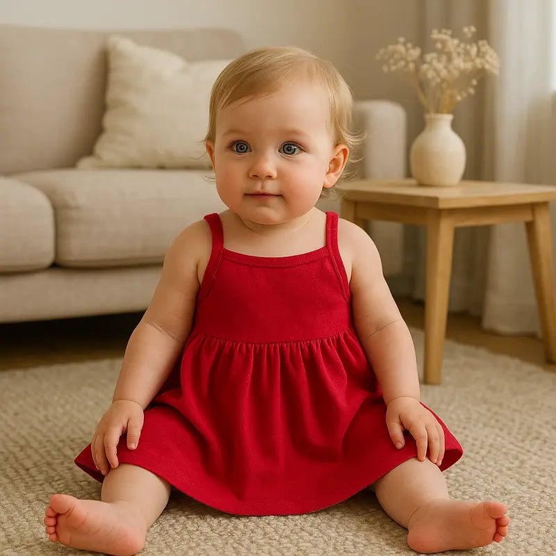roupa elegante para bebê menina cor vermelha

