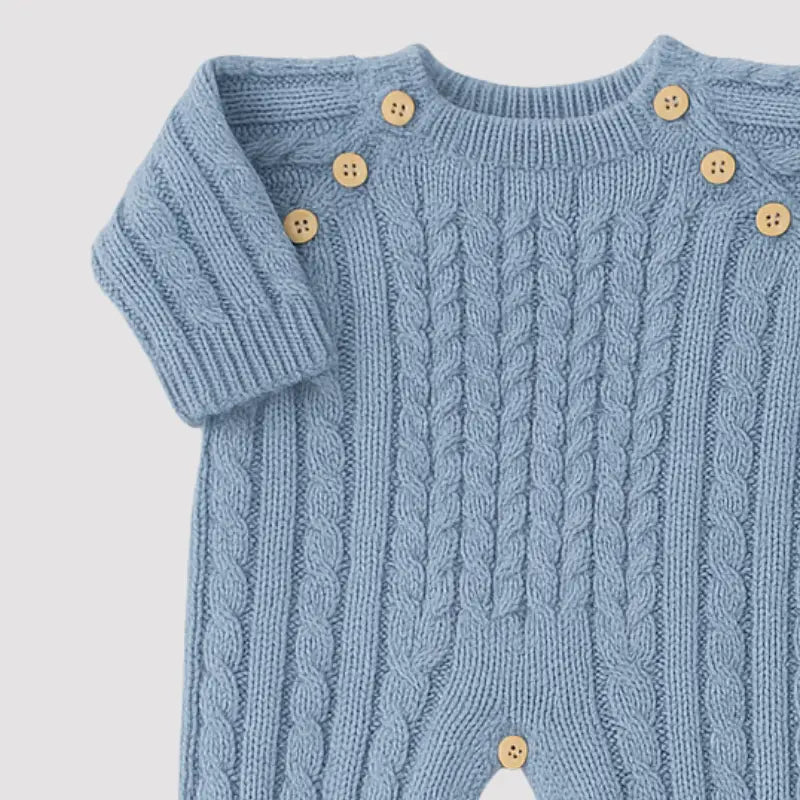 saída maternidade azul claro em tricot para bebê recém-nascido