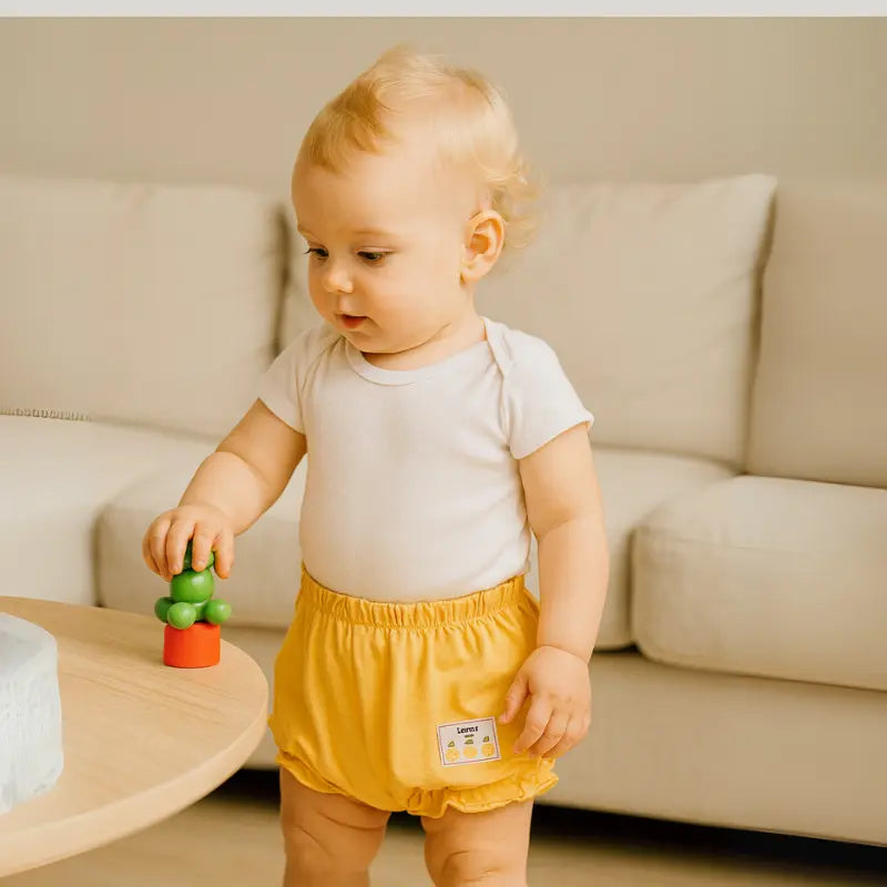 short bebê lemon mustard confortável e moderno