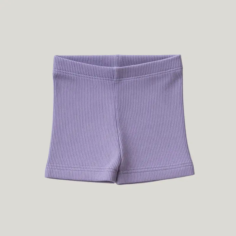 short ciclista bebê lavanda em tecido canelado

