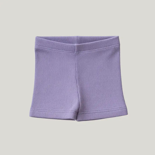 short ciclista bebê lavanda em tecido canelado

