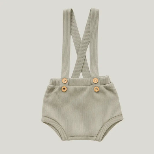 short suspensório bege para bebê menino elegante