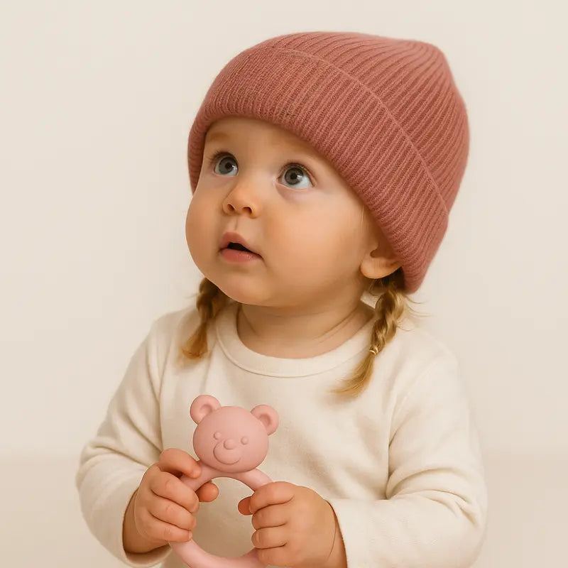 touca bebê cor rose delicada e quentinha

