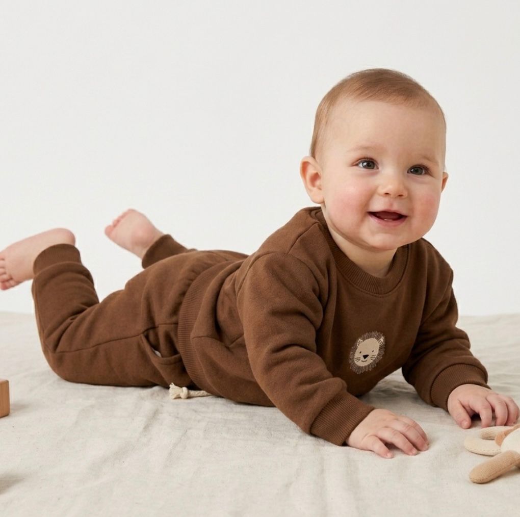 Conjunto Bebê Moletom Comfy Lion Mocha